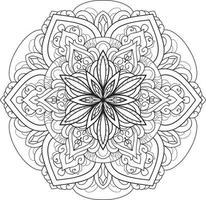 mandala de flores em vetor grátis de fundo preto e branco