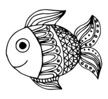 página para colorir fofa para crianças com peixe vetor