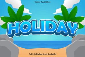 efeito de texto de férias com cor azul editável.
