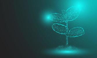 árvore. contorno de vetor digital de plantas em azul escuro. conceito de crescimento ambiente natureza ecologia vetor de malha de polígono baixo poli
