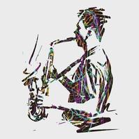 um estilo de tinta de jogador de saxofone de jazz man vetor
