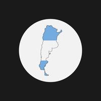 silhueta do mapa da argentina com bandeira no fundo branco vetor