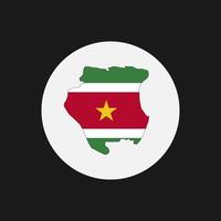 silhueta do mapa do suriname com bandeira no fundo branco vetor