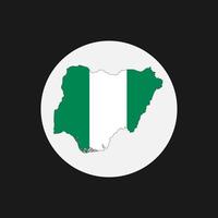 silhueta do mapa da Nigéria com bandeira no fundo branco vetor