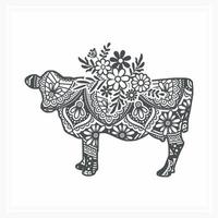 mandala de vaca com flor, ilustração vetorial. vetor