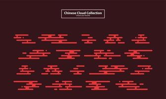 adesivos de nuvem chinesa moderna etiquetas elemento colorido coleção de vetores crachá plano conjunto etiqueta de clipart