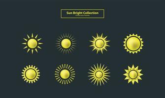 logotipo ícone símbolo sol ouro espaço elemento luz solar coleção de desenhos animados verão vetor clima conjunto brilhante