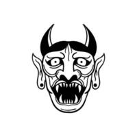 ilustração de doodle de cara de diabo desenhada à mão para cartaz de adesivos de tatuagem etc vetor