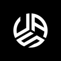 design de logotipo de carta uas em fundo preto. conceito de logotipo de letra de iniciais criativas uas. design de letra uas. vetor