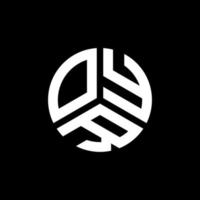 design de logotipo de carta oyr em fundo preto. oyr conceito de logotipo de letra de iniciais criativas. oyr design de letras. vetor
