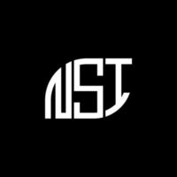 design de logotipo de carta nsi em fundo preto. conceito de logotipo de letra de iniciais criativas nsi. design de letra nsi. vetor
