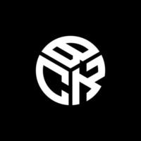 design de logotipo de carta bck em fundo preto. bck conceito de logotipo de letra de iniciais criativas. design de letra bck. vetor