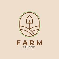 design de modelo de vetor de emblema de logotipo de arte de linha de fazenda minimalista