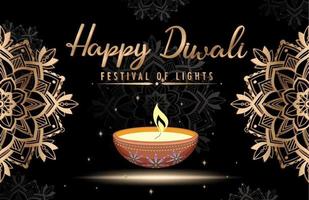 cartaz feliz do festival de luzes de diwali vetor
