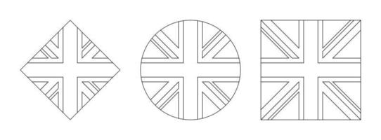 conjunto de contorno de bandeira do Reino Unido. ilustração vetorial isolada no fundo branco