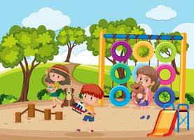 cena de playground com desenhos animados de crianças