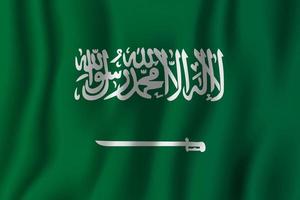 Ilustração em vetor bandeira de ondulação realista da Arábia Saudita. símbolo de fundo nacional do país. dia da Independência