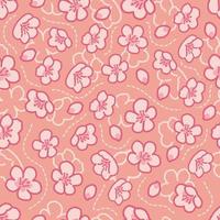 lindo padrão sem costura de cereja rosa vetor