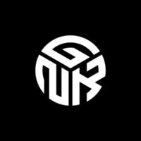 design de logotipo de carta gnk em fundo preto. conceito de logotipo de carta de iniciais criativas gnk. design de letra gnk. vetor