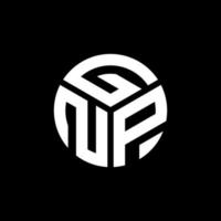 design de logotipo de carta gnp em fundo preto. conceito de logotipo de carta de iniciais criativas gnp. design de carta gnp. vetor