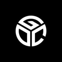 design de logotipo de carta goc em fundo preto. conceito de logotipo de letra de iniciais criativas goc. design de letra goc. vetor