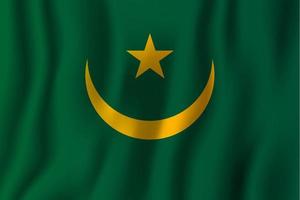Ilustração em vetor bandeira de ondulação realista da Mauritânia. símbolo de fundo nacional do país. dia da Independência