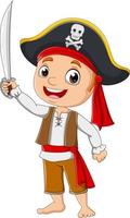 garoto pirata dos desenhos animados segurando uma espada vetor
