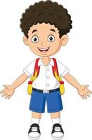 menino de escola feliz dos desenhos animados de uniforme vetor