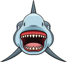 tubarão de desenho animado com mandíbulas abertas vetor