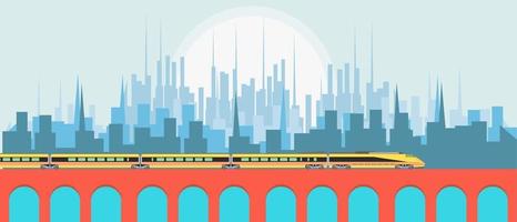 paisagem da cidade com o conceito de ilustração vetorial de trem vetor