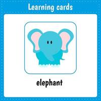 cartões de aprendizagem para crianças. animais. elefante vetor
