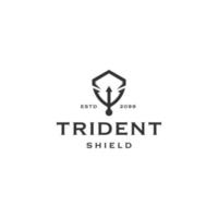 vetor plano de modelo de design de ícone de logotipo de tridente e escudo