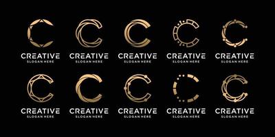 definir a letra inicial c da coleção de design de logotipo de monograma de pacote com vetor premium de conceito moderno exclusivo
