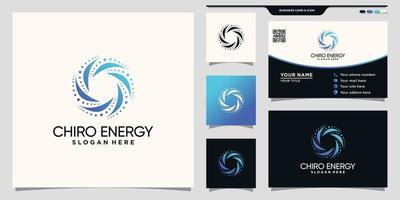 logotipo criativo de energia chiro com conceito exclusivo e vetor premium de design de cartão de visita