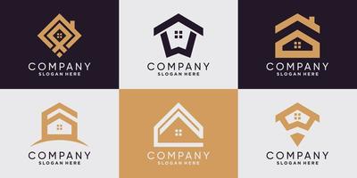 conjunto de inspiração de design de logotipo de casa para empresa de negócios e vetor premium pessoal