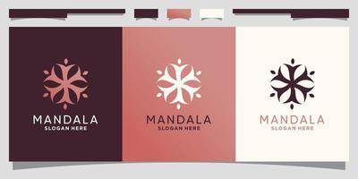 inspiração de design de logotipo de mandala de flores com vetor premium de conceito simples criativo