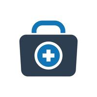 ícone de kit de primeiros socorros, ícone de bolsa de médico, vetor de ícone de kit de primeiros socorros médico