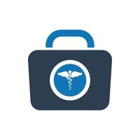 ícone de primeiros socorros, ícone de bolsa de médico, ícone de vetor de saúde caduceu