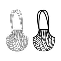 ilustração vetorial de sacola de compras de rede de corda reutilizável vetor