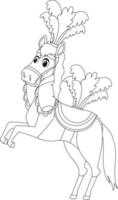 personagem de doodle preto e branco de cavalo de circo vetor