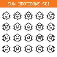 conjunto de emoticons de sol atrevido vetor