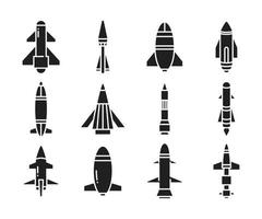 ilustração vetorial de conjunto de ícones de foguete vetor