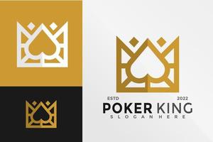 modelo de ilustração vetorial de design de logotipo royal poker king vetor