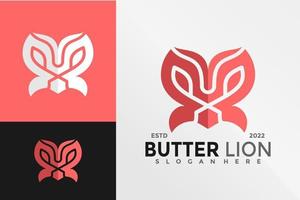 modelo de ilustração vetorial de design de logotipo de borboleta de leão vetor