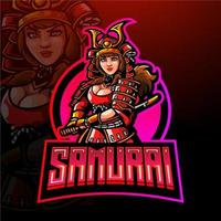 o grande samurai esport logo design de mascote vetor