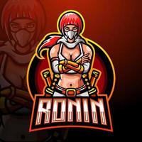 design do logotipo do mascote ronin esport vetor