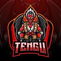 design de mascote de logotipo tengu esport vetor