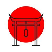 torii japão gate com design de logotipo de lanterna, ilustração de ícone de símbolo gráfico vetorial ideia criativa vetor