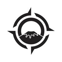 bússola com design de logotipo de montanha, ideia criativa de ilustração de ícone de símbolo gráfico vetorial vetor