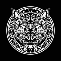vetor de tatuagem de ilustração de cabeça de tigre